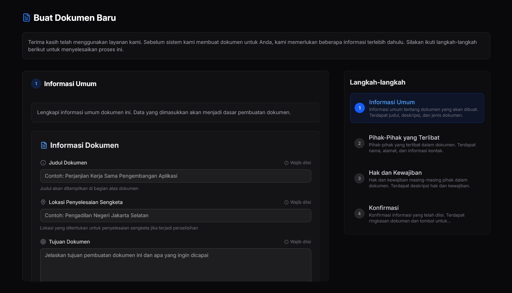 Document Creation Interface